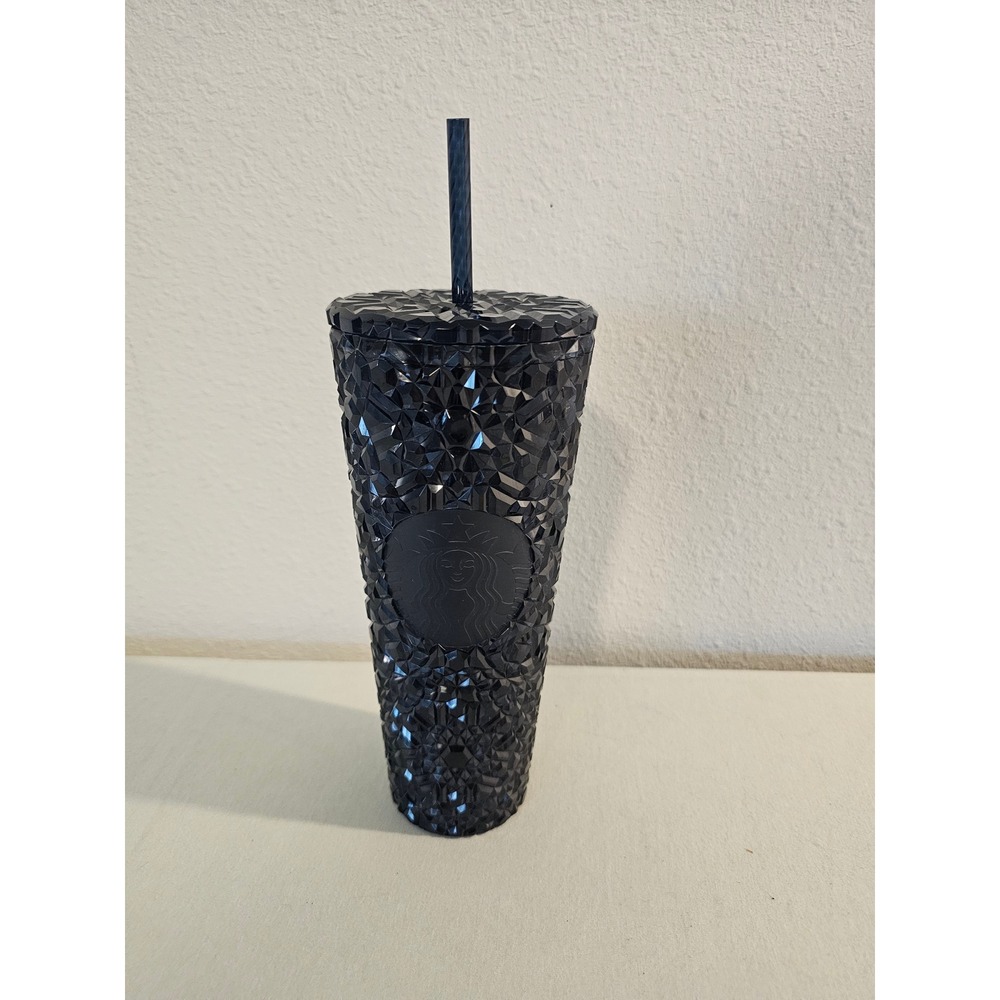 Starbucks 24oz Tumbler midnight Blue Bling Studded Cold Cup Jewel Collection